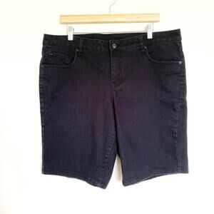 Norma Kamali Black Denim Bermuda Shorts Size 14